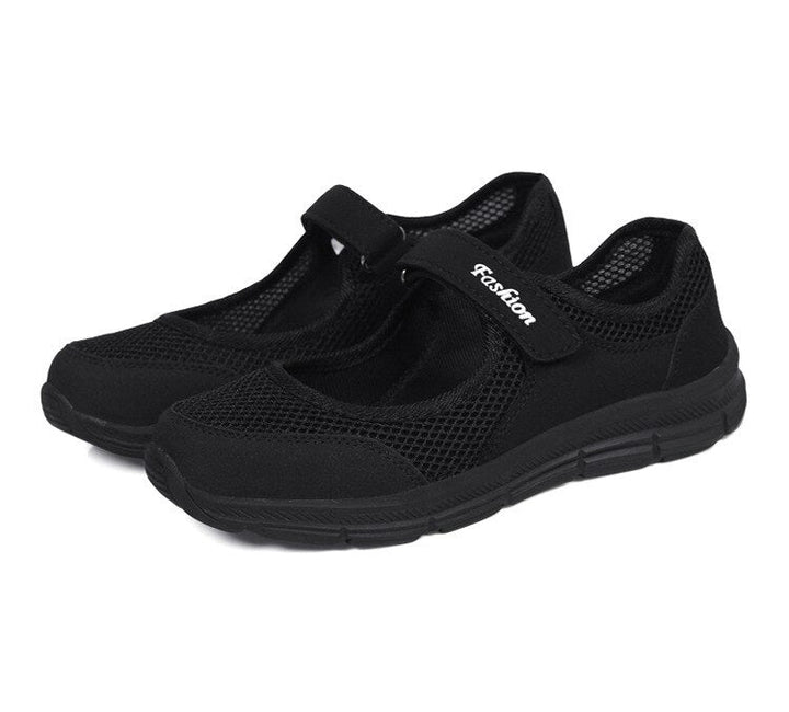 Casual dames comfortschoenen: ademende AirFlow instappers met gemakkelijke klittenbandsluiting.