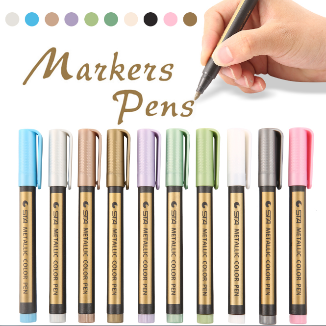 Metallic markers set voor glanzende kunst, tekenen, kleuren en knutselen, perfect voor creatieve doe-het-zelf projecten.