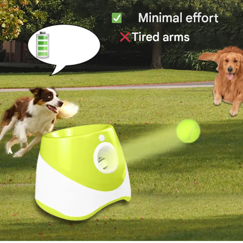Compacte oplaadbare FetchPro automatische ballenwerper voor urenlang apporteerplezier zonder handmatig gooien.