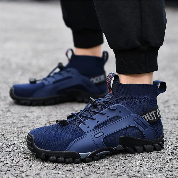 Grijze heren minimalistische trainers 'Robin' voor comfortabel en sportief wandelen, natuurlijk loopgevoel.