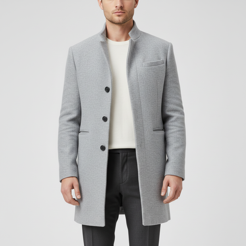 Tijdloze herenmantel Michael, een elegante keuze die jarenlang meegaat dankzij het klassieke design.