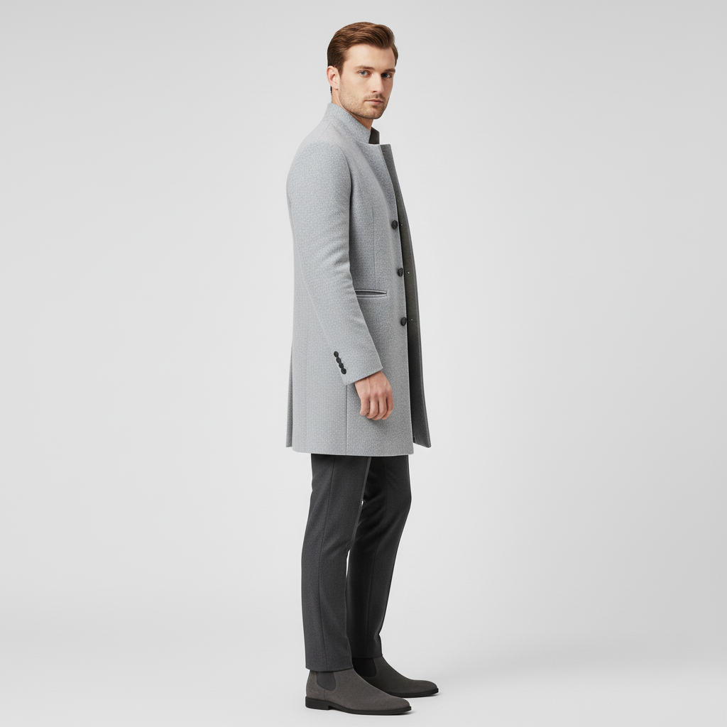 Heren Michael jas, strakke lijnen en elegant ontwerp, ideaal als enkelrijige jas voor zakelijk of casual.
