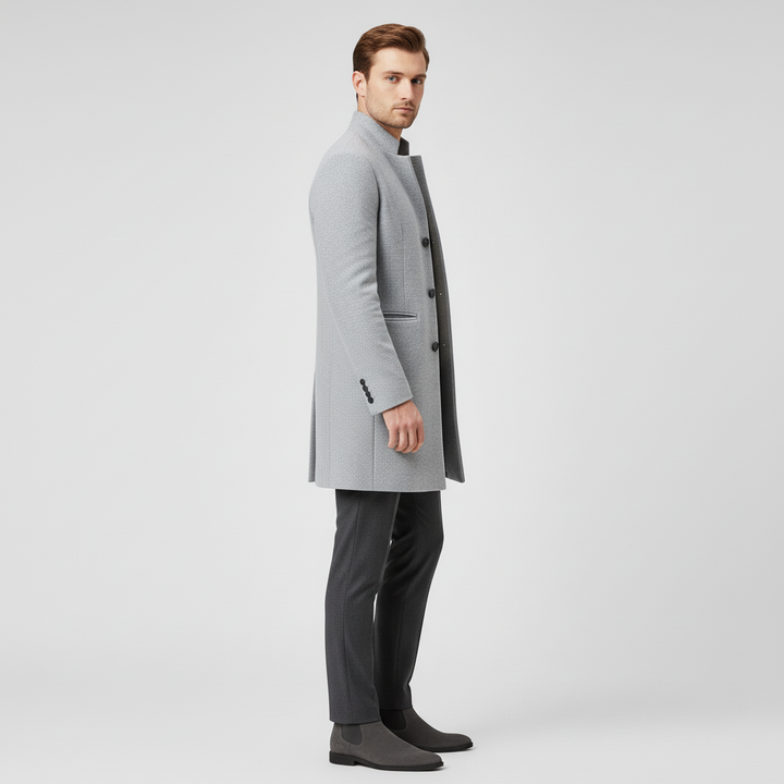 Heren Michael jas, strakke lijnen en elegant ontwerp, ideaal als enkelrijige jas voor zakelijk of casual.