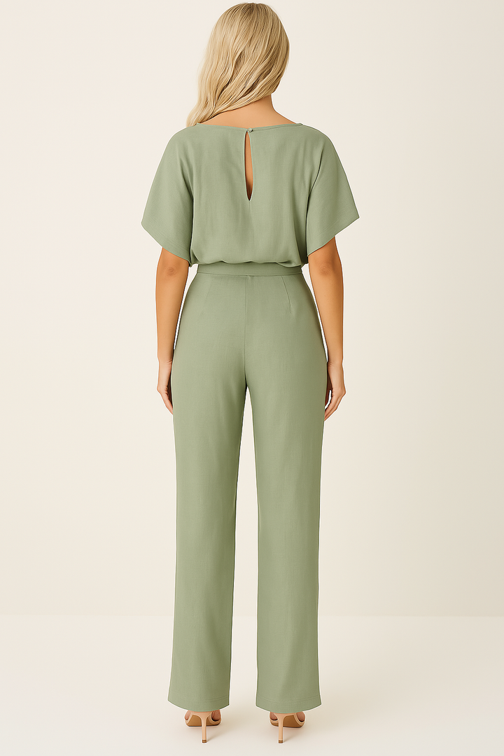 Elegante dames jumpsuit Emma, minimalistisch design, wijde pijpen, modieus voor elke gelegenheid.