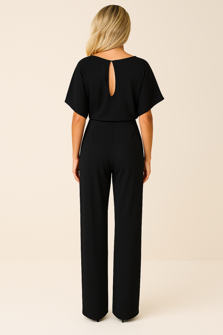 Comfortabele casual dames jumpsuit Emma met korte mouw en wijde pijpen, ideaal voor zomer.