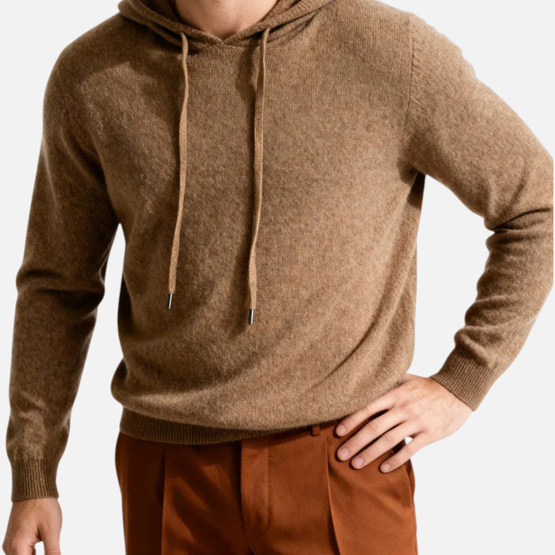 Heren minimalistische luxe trui met capuchon, stijlvolle Leo hoodie voor comfort en warmte in herfst/winter.