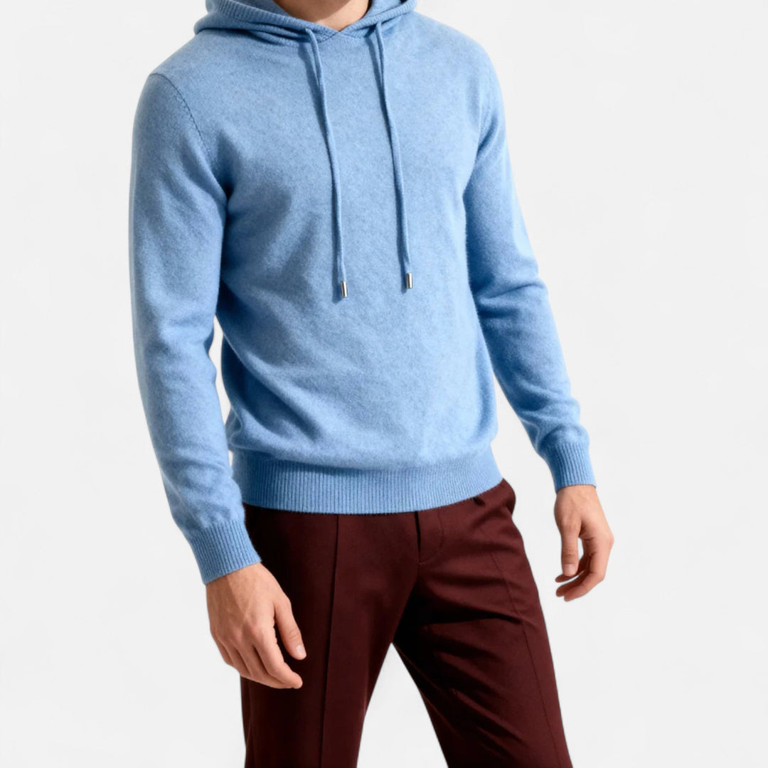 Modieuze heren winter trui Leo, luxe minimalistische capuchontrui, ideaal voor een comfortabele en warme uitstraling.
