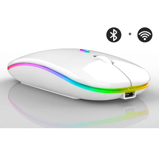 Slimme draadloze gadget: oplaadbare muis met LED-verlichting, ergonomisch gevormd voor ultiem comfort.