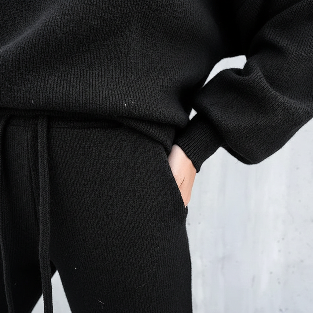 Stijlvolle dames vrijetijdsoutfit Lisa, tweedelig met hoge kraag, perfect voor modieuze herfst/winterdagen.