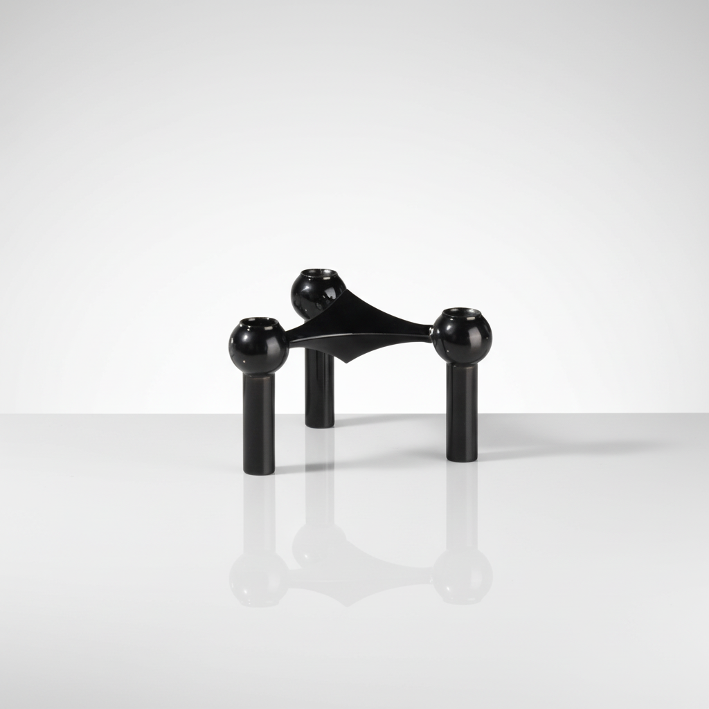 RVS gouden modulaire woonaccessoire set, moderne kaarsenhouder en tafeldecoratie. Elegant interieur design.