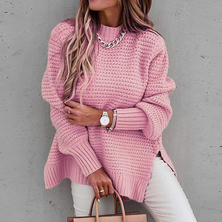 LinekkesShirt I comfortabele gebreide damessweatshirt, perfect voor casual herfst- en wintermode. Lange mouw.