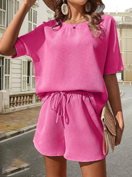 Casual Zomer Outfit Dames, tweedelige set van katoenmix, ideaal voor strand of vakantie.