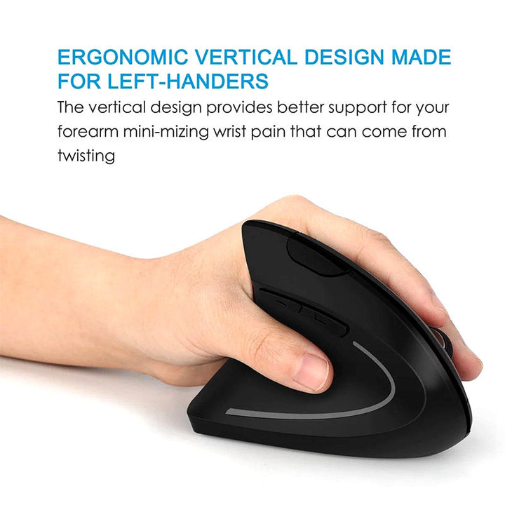 Draadloze ergonomische muis met polssteun, comfortabel computeraccessoire voor urenlang gebruik.