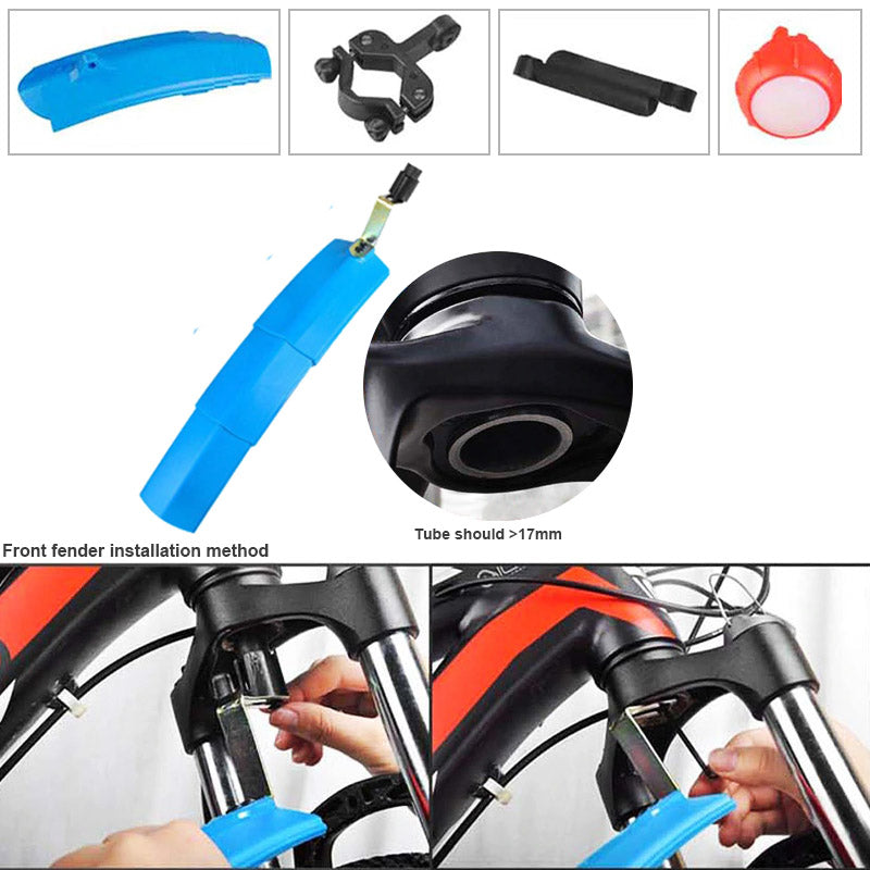 Universele fiets spatborden met verlichting; essentieel voor modderige paden en avondritten.