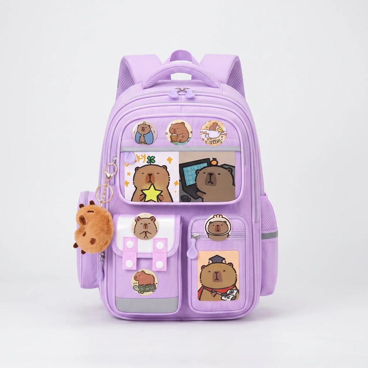 Multifunctionele Capibara schoolrugzak, perfect voor studenten. Geschikt voor jongens en meisjes, met capibara design.