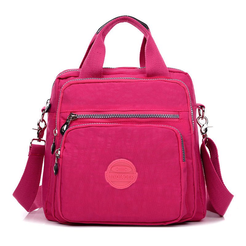 Veelzijdige 3-in-1 tas voor dames, waterdicht en om te dragen als handtas of rugzak.