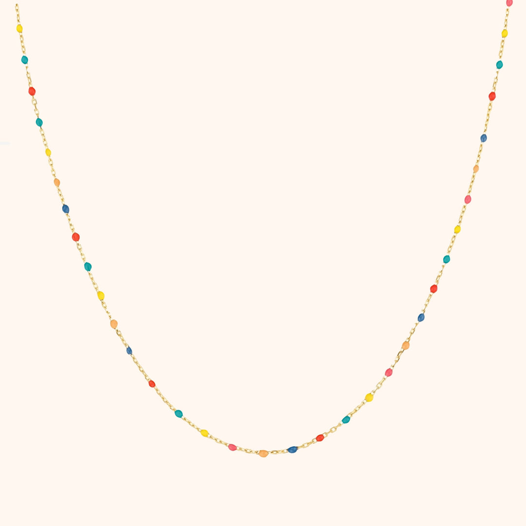 Dames regenboogketting Iris, kleurrijk sieraad met stijlvol design.