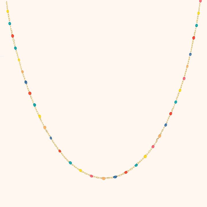 Dames regenboogketting Iris, kleurrijk sieraad met stijlvol design.