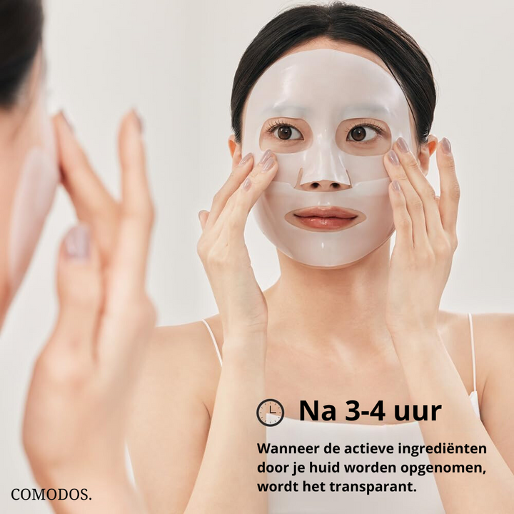 Verpakking Diep Hydraterend Collageen Nachtmasker. Voor nachtelijke huidverzorging, anti-aging en rimpelvermindering.
