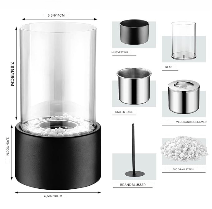 Klassieke design olielamp Lumora, met open vlam voor een warme en gezellige interieur sfeer.