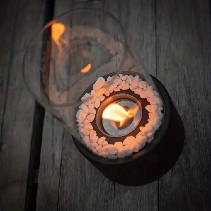 Sfeervolle verlichting: Lumora olielamp met open vlam, klassiek en decoratief voor thuis.