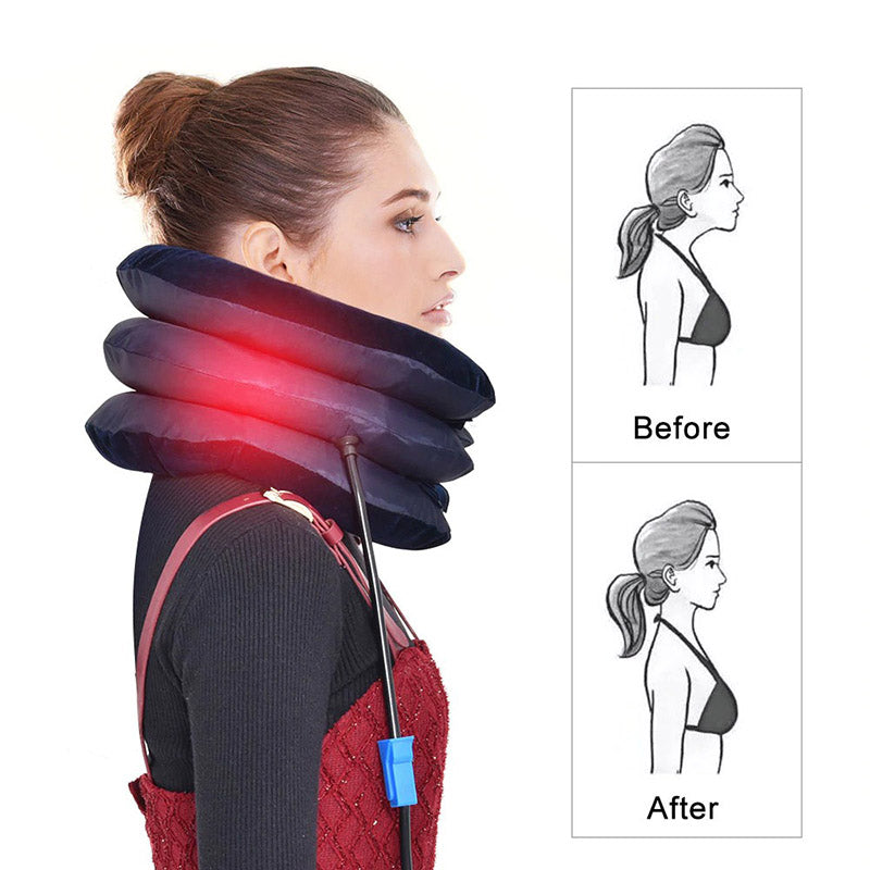 Ergonomisch opblaasbaar nekkussen dat nek- en schouderpijn verlicht; ideaal voor kantoor, reizen & therapie.