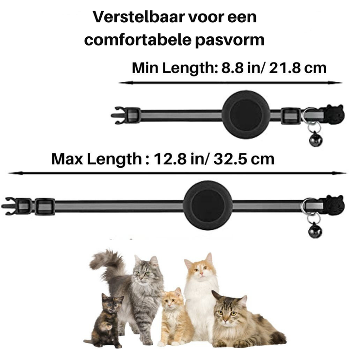 Rode kattenhalsband Milo voor huisdieren, met belletje en veilige sluiting.