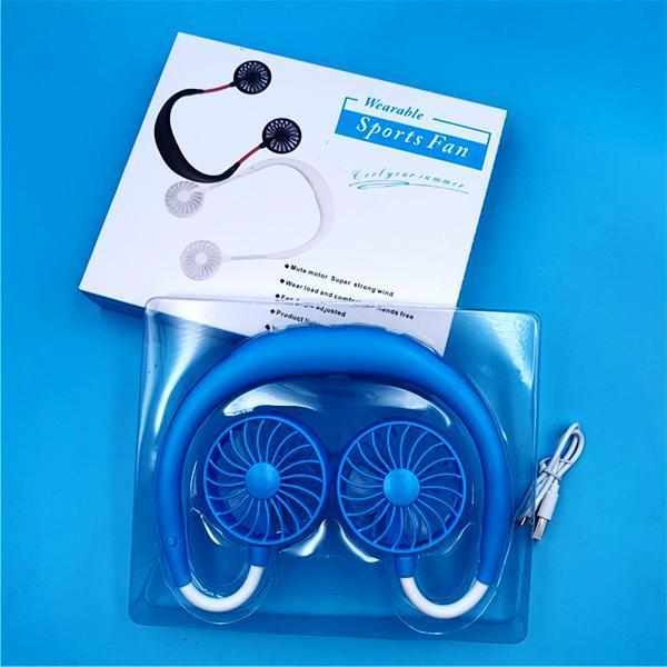 Nekventilator comfortabel gedragen op kantoor, biedt stille en effectieve verkoeling.