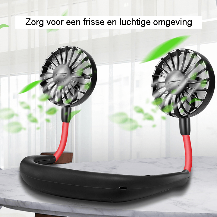 Stijlvolle unisex ventilator om de nek. Geniet van draagbare verkoeling tijdens activiteiten.