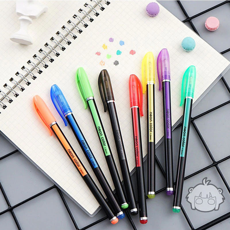 Close-up van een levendige neon pen, klaar om felle kleuren toe te voegen aan je kunstwerk.