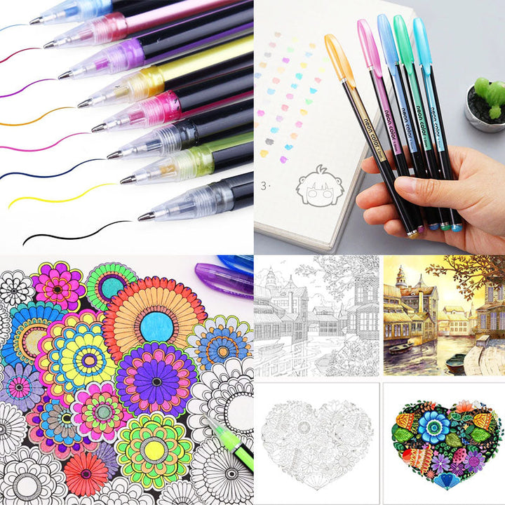 Stijlvolle verpakking van de neon pennen set; een aantrekkelijke cadeautip voor elke tekenliefhebber.