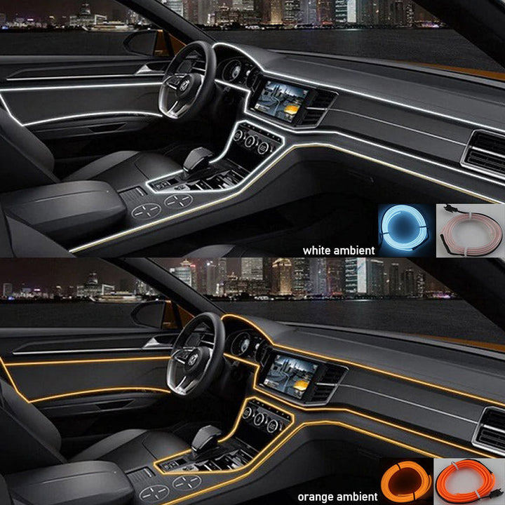 Rode neon interieurverlichting in voetenruimte auto, dynamische LED sfeer voor tuning met USB.