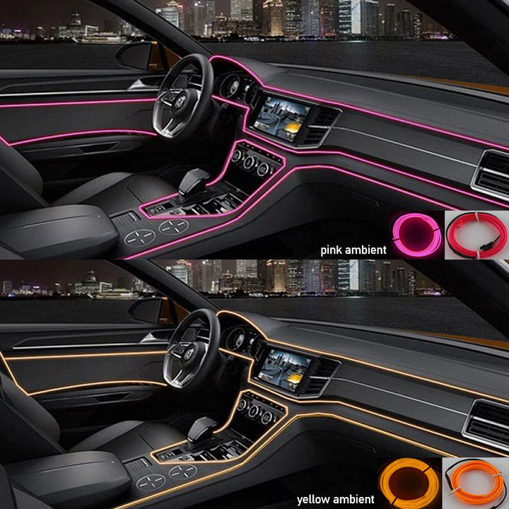 Complete auto neon verlichting kit met USB, flexibele LED strips voor eenvoudige interieur tuning.