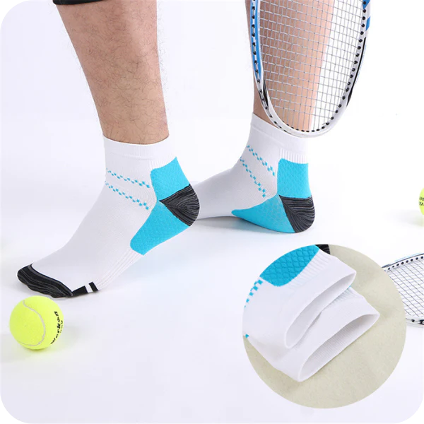 Sportieve uniseks orthopedische compressiesokken voor comfort, betere bloedsomloop en minder vermoeide benen.