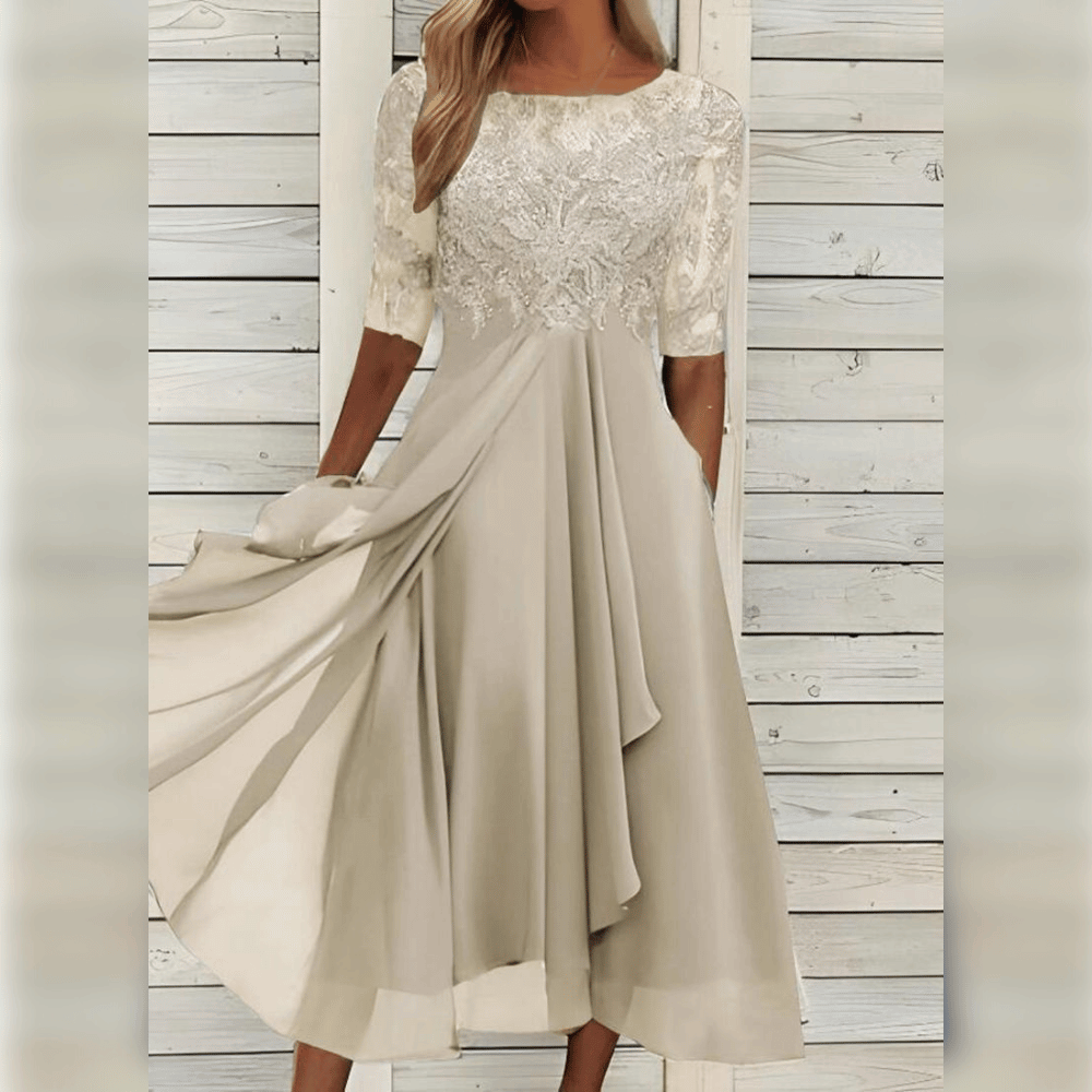 Dames elegante kanten jurk, ideale zomerjurk en feestjurk. Comfortabele en veelzijdige dameskleding.