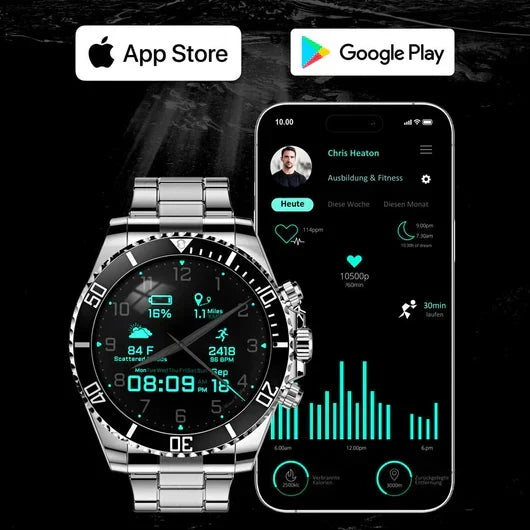 Militair outdoor smartwatch met hartslag, slaapmonitor en GPS, ideaal voor sport, fitness en gezondheidsmonitoring.