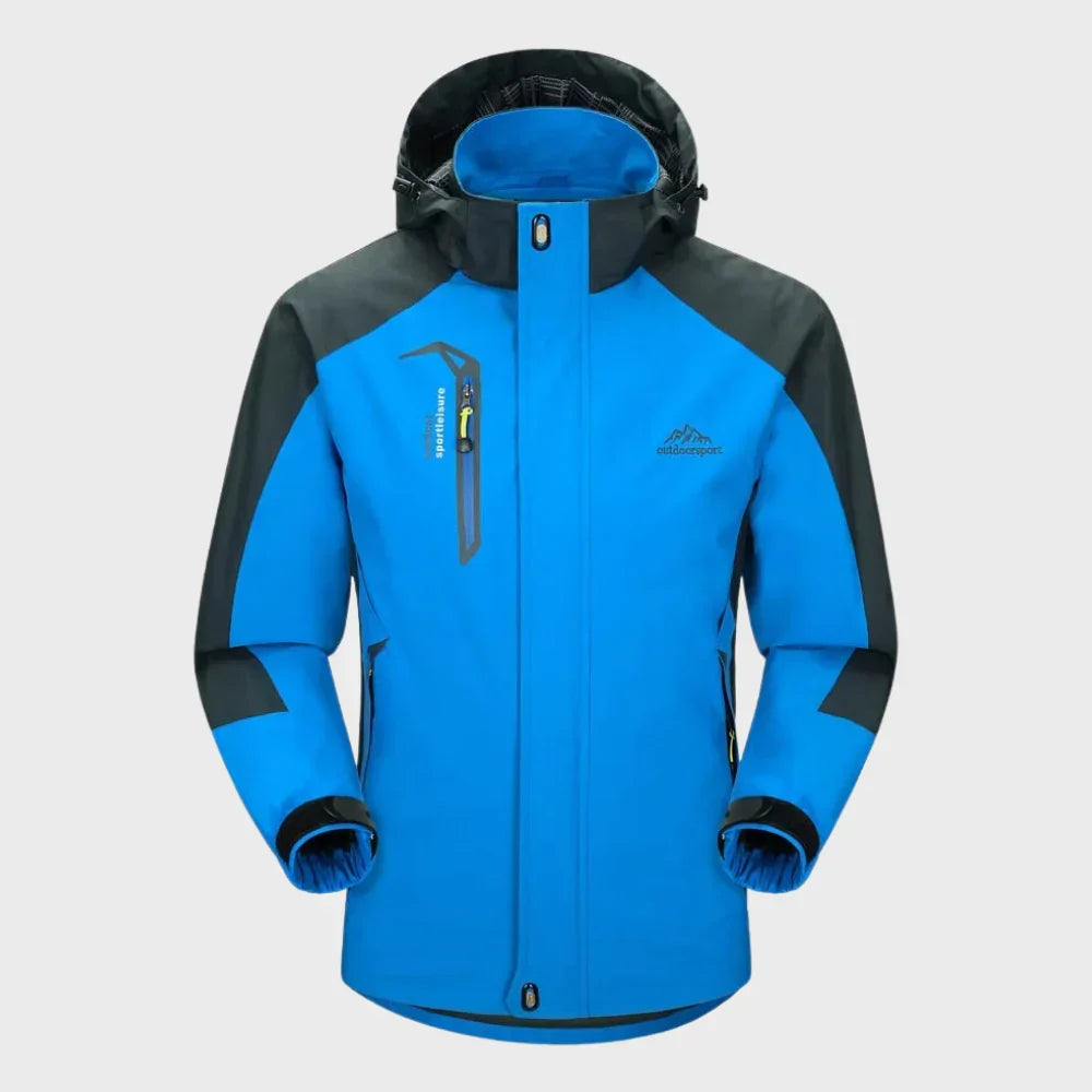 Waterdichte & winddichte herenjas met capuchon, ideaal voor regen en wind. All-weather outdoor bescherming.