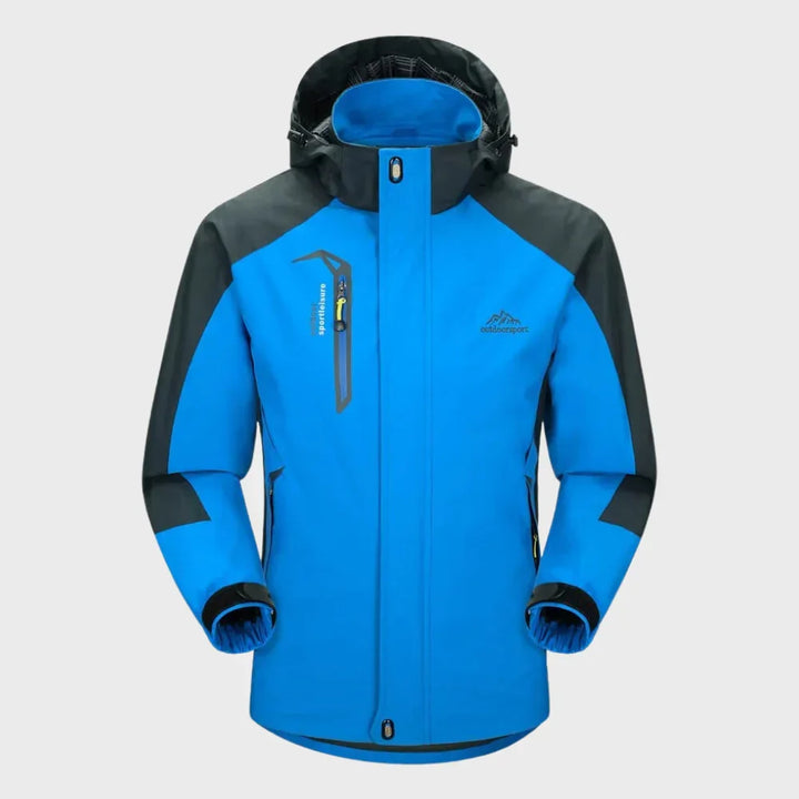 Waterdichte & winddichte herenjas met capuchon, ideaal voor regen en wind. All-weather outdoor bescherming.