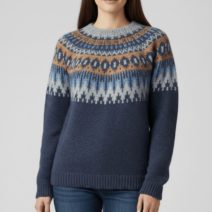 Dames wintertrui Audrey, met uniek Noors design en heerlijk zacht voor koude dagen.
