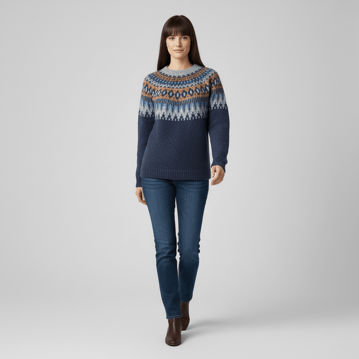 Dames wintertrui Audrey, zacht en warm met een klassiek Scandinavisch patroon.