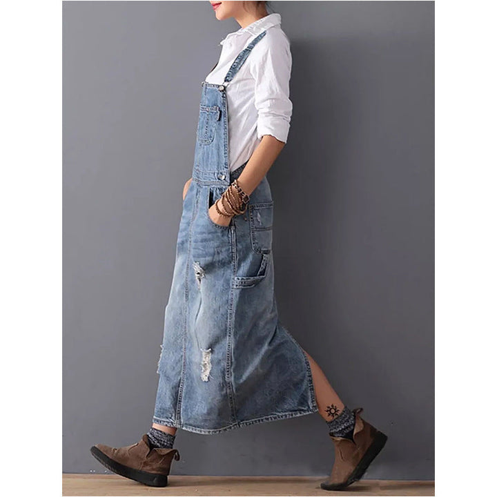 Tijdloze Eliza denim midi-jurk, ideaal voor winter en casual dameskleding. Veelzijdig en stijlvol.