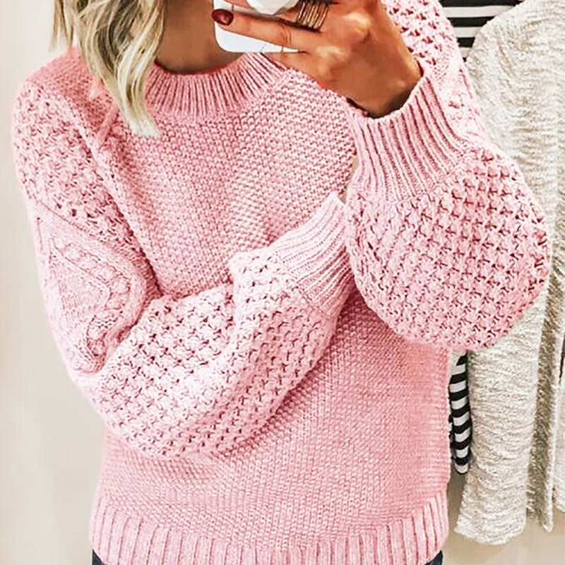 Stijlvolle gebreide dames trui, zacht en warm. Casual ronde hals trui voor comfortabele winter outfits.