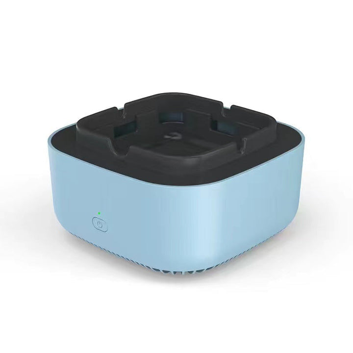 Minimalistische asbak met actieve rookverwijdering, voor een schone en ongestoorde leefomgeving.