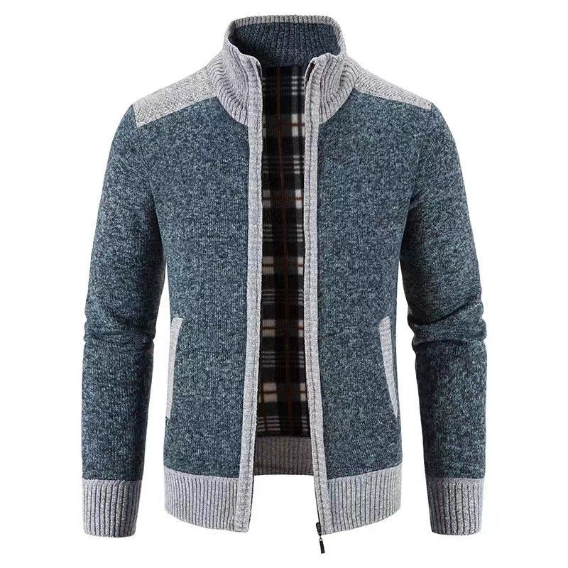 Herenkleding: gebreid vest met stevige kraag, garandeert warmte en comfort.
