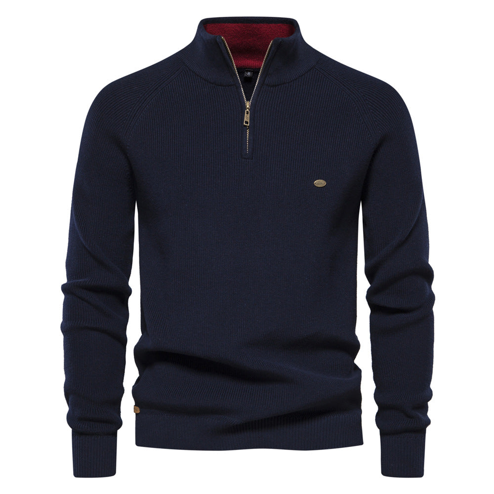 Elegante heren trui met half zip sluiting. Perfecte luxe kwartrits trui voor comfortabele herfst/winterdagen.