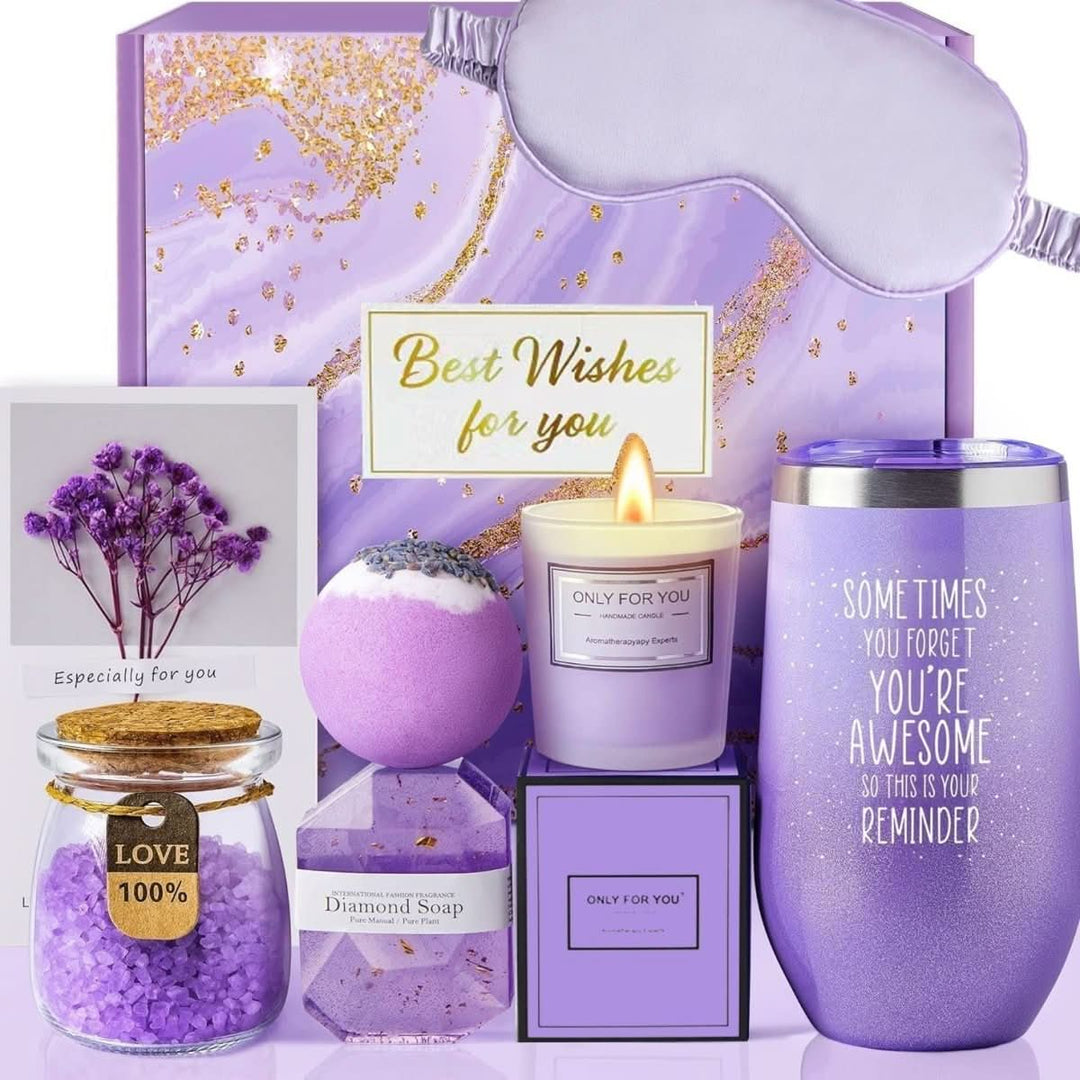Complete wellness badset voor ontspanning; ideaal cadeau voor badkamer met luxe badproducten.