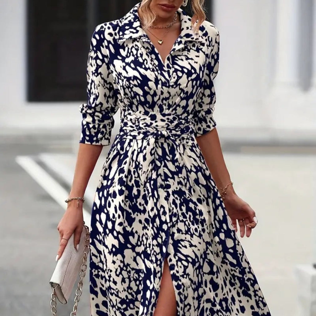 Veelzijdige dames zomerjurk, ademend midi-model met chique strikceintuur voor een elegante of casual look.