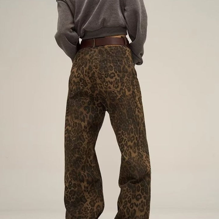 Stijlvolle dames jeans met luipaardprint, Layla model, ideaal voor een trendy en comfortabele outfit.