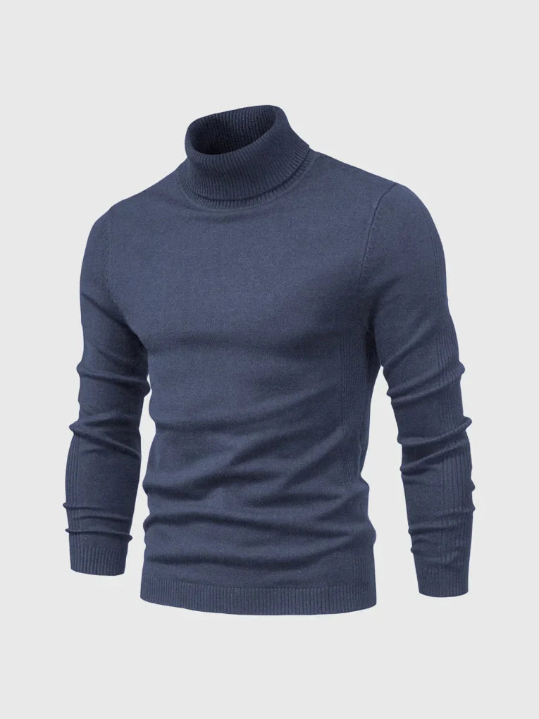 Grijze heren coltrui van katoen, comfortabele wintertrui met tijdloze uitstraling.