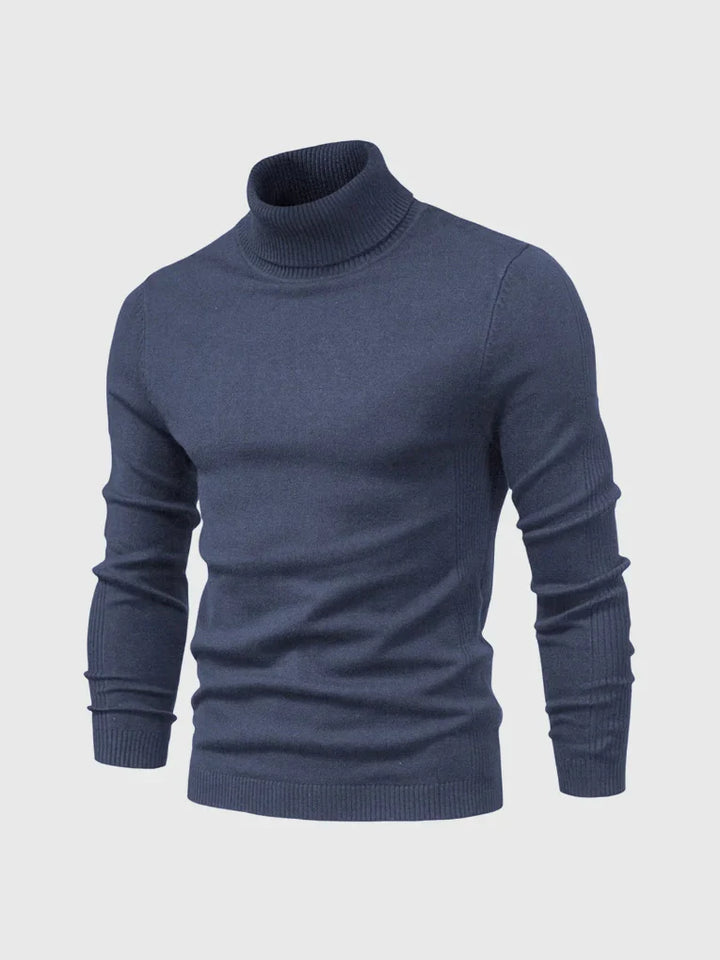 Grijze heren coltrui van katoen, comfortabele wintertrui met tijdloze uitstraling.